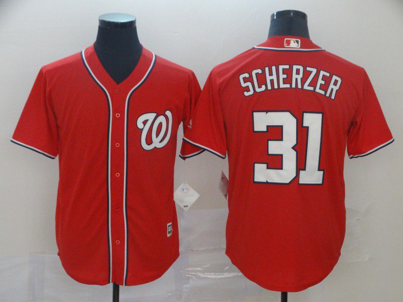 Men Washington Nationals 31 Scherzer Red Game MLB Jerseys